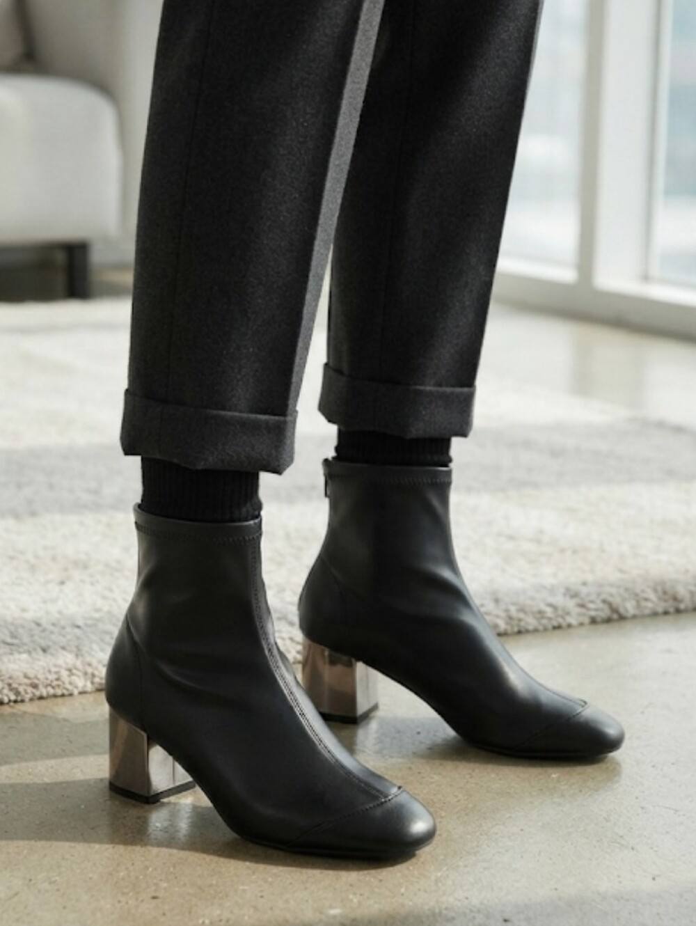 ZARA TRAFALUC DESIGNER UK 41 WOMENS BLACK VEGAN LEATHER LOW HEELS ANKLE BOOTS